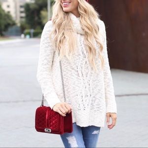 Anthropologie Moth Cowled Cablework Ivory Pullover Size Small